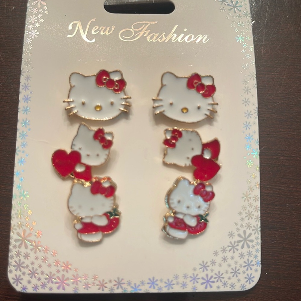 Hello Kitty nwt Earrings Set - three pairs red and gold tone